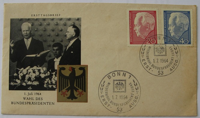  1964, Germany, First Day Cover: Election of the Federal President + Mi DE 429,430   