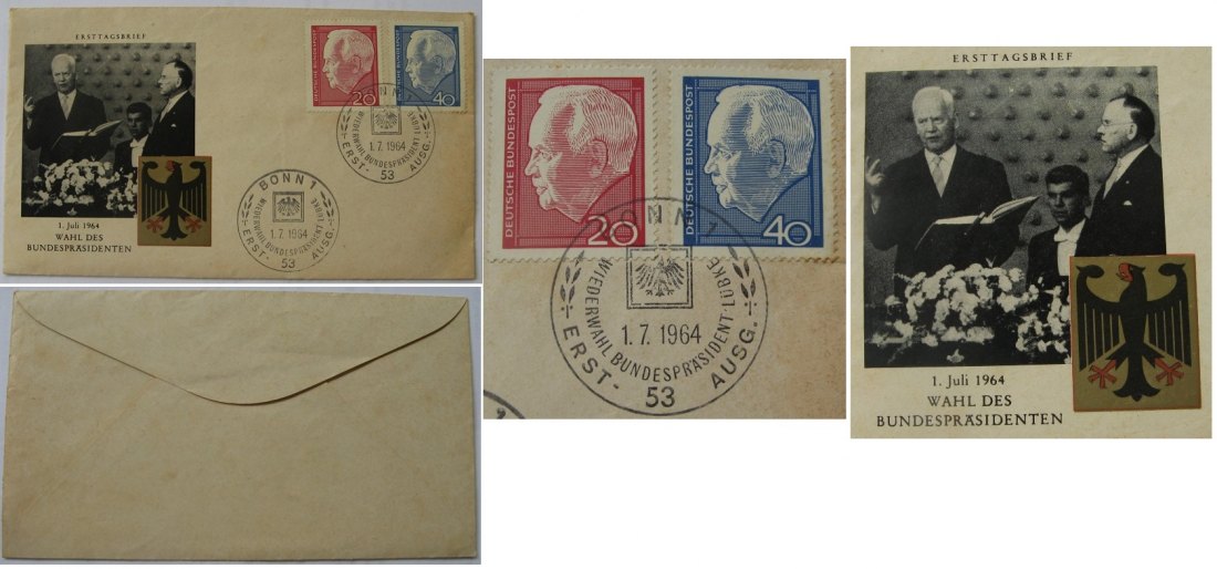  1964, Germany, First Day Cover: Election of the Federal President + Mi DE 429,430   