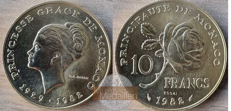 Monaco MM-Frankfurt Feingold: 17,89g 10 Francs 1982