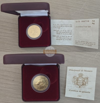 Monaco MM-Frankfurt Feingold: 17,89g 10 Francs 1982 
