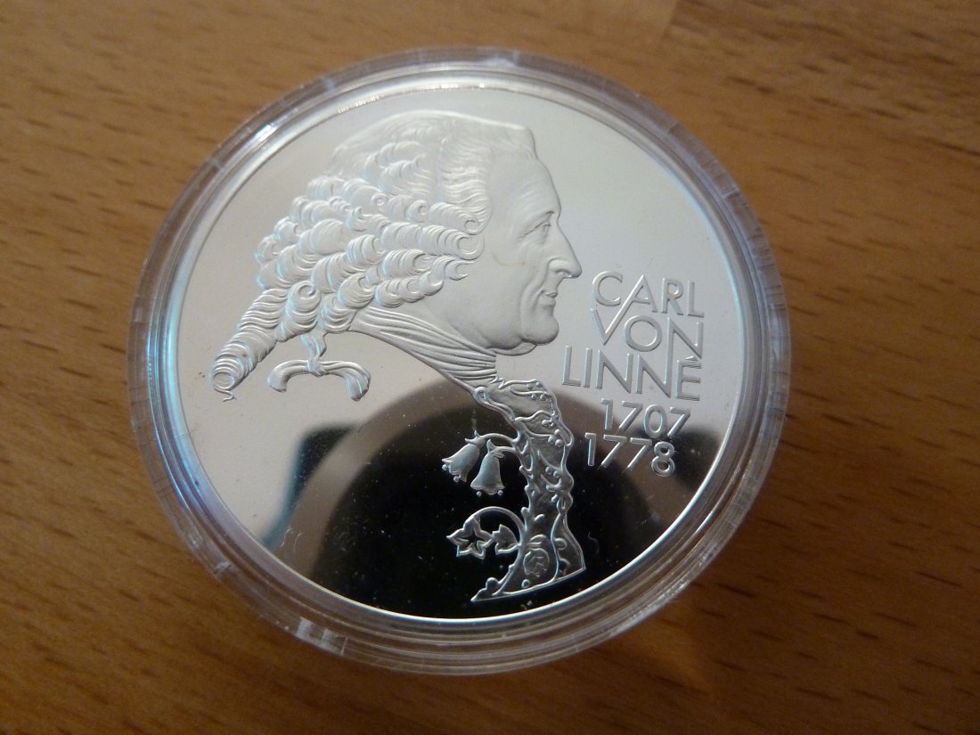  Schweden 20 Ecu 1995 PP Carl von Linne Silber   