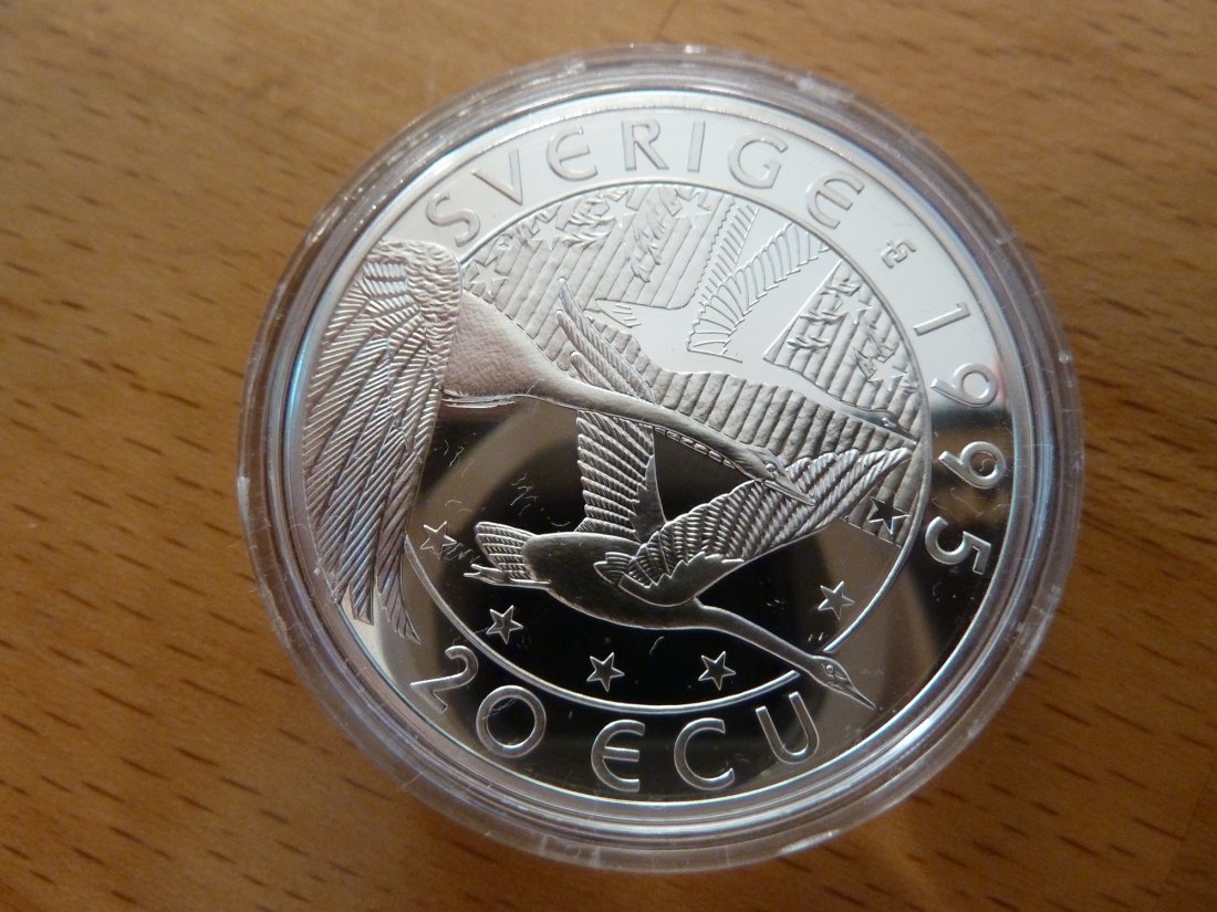  Schweden 20 Ecu 1995 PP Carl von Linne Silber   