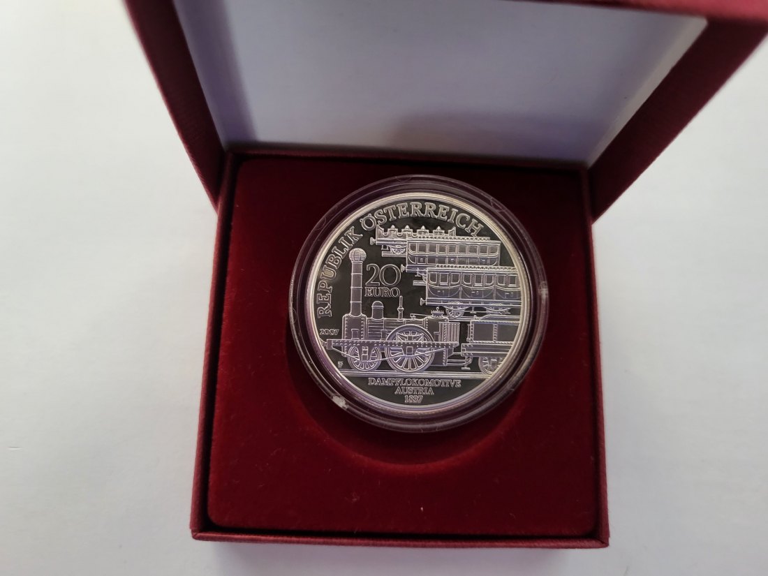  20 Euro 2007 Dampflokomotive 1837 900/20g silber Österreich Spittalgold9800 (5370   