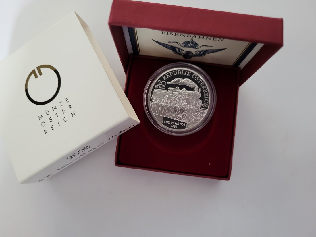  20 Euro 2008 Kaiserin Elisabeth Westbahn 900/20g silber Österreich Spittalgold9800 (5370   