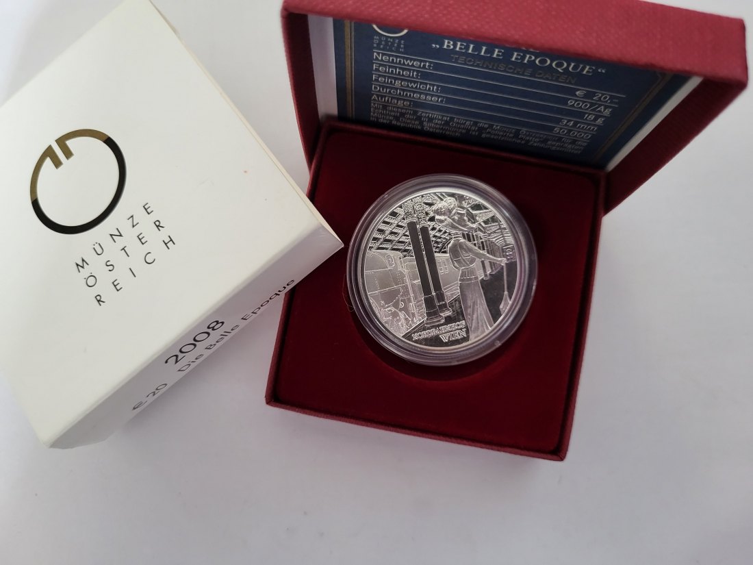  20 Euro 2008 Die Belle Epoque 900/20g silber Österreich Spittalgold9800 (5370   