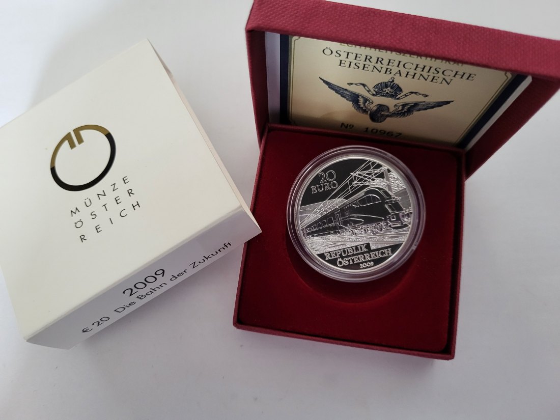  20 Euro 2009 Die Bahn der Zukunft 900/20g silber Österreich Spittalgold9800 (5370   