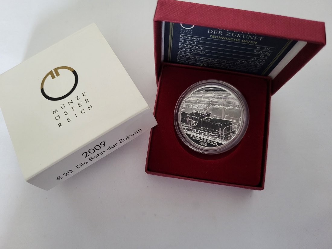  20 Euro 2009 Die Bahn der Zukunft 900/20g silber Österreich Spittalgold9800 (5370   