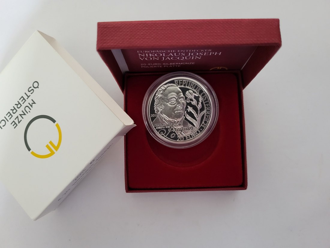  20 Euro 2011 Nikolaus Joseph von Jacquin 900/20g silber Österreich Spittalgold9800 (5370   