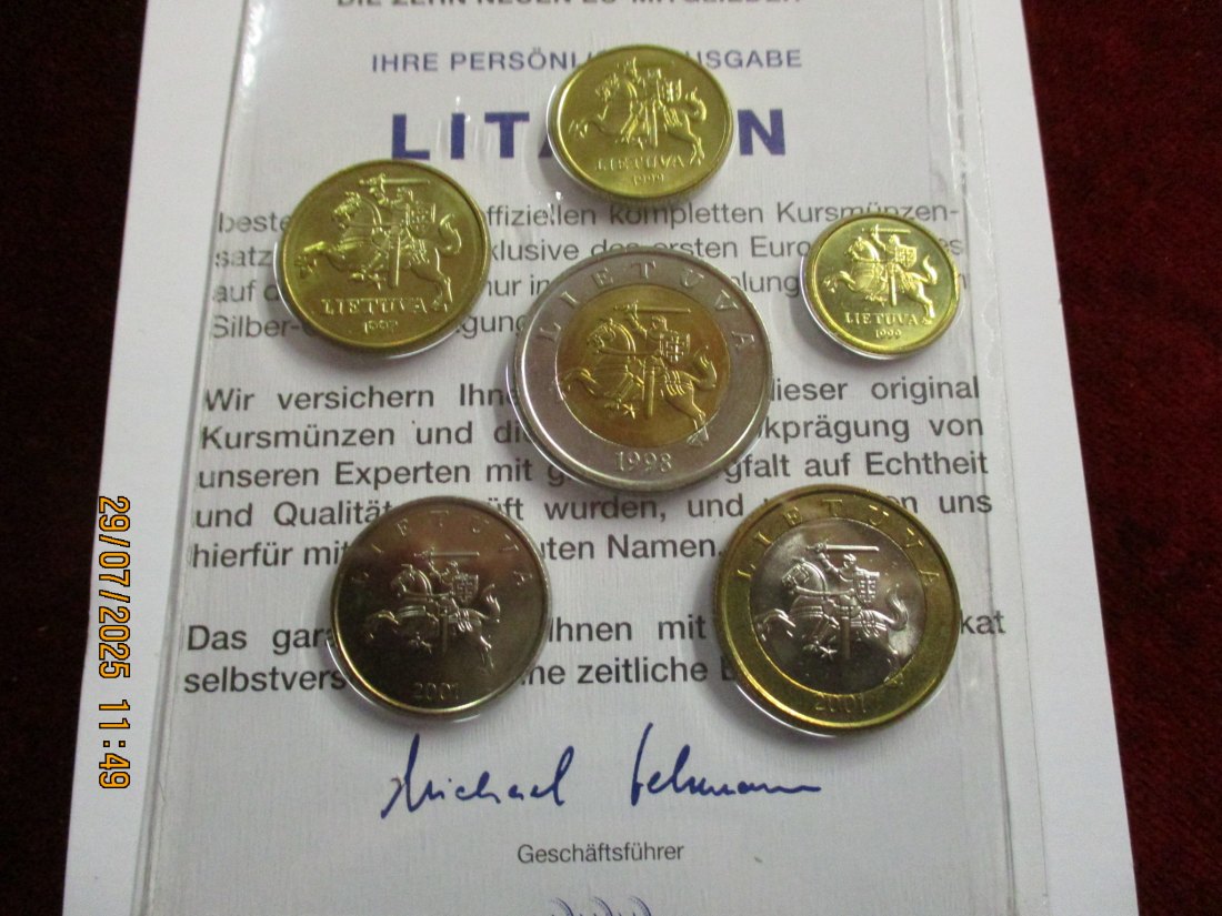  Münzen Litauen siehe Foto Gewicht: 41g/3   