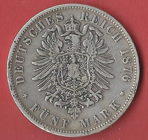  5 Mark Wuerttemberg 1876 Koblenzer Muenzen Studio Münzankauf Koblenz Frank Maurer AL197   