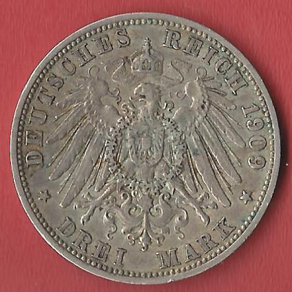  3 Mark Bayern 1909 Koblenzer Muenzen Studio Münzankauf Koblenz Frank Maurer AL202   