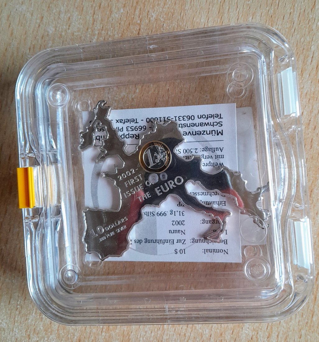 Nauru 10 Dollar 2002 Einführung Euro in Original Verpackung + Zertifikat