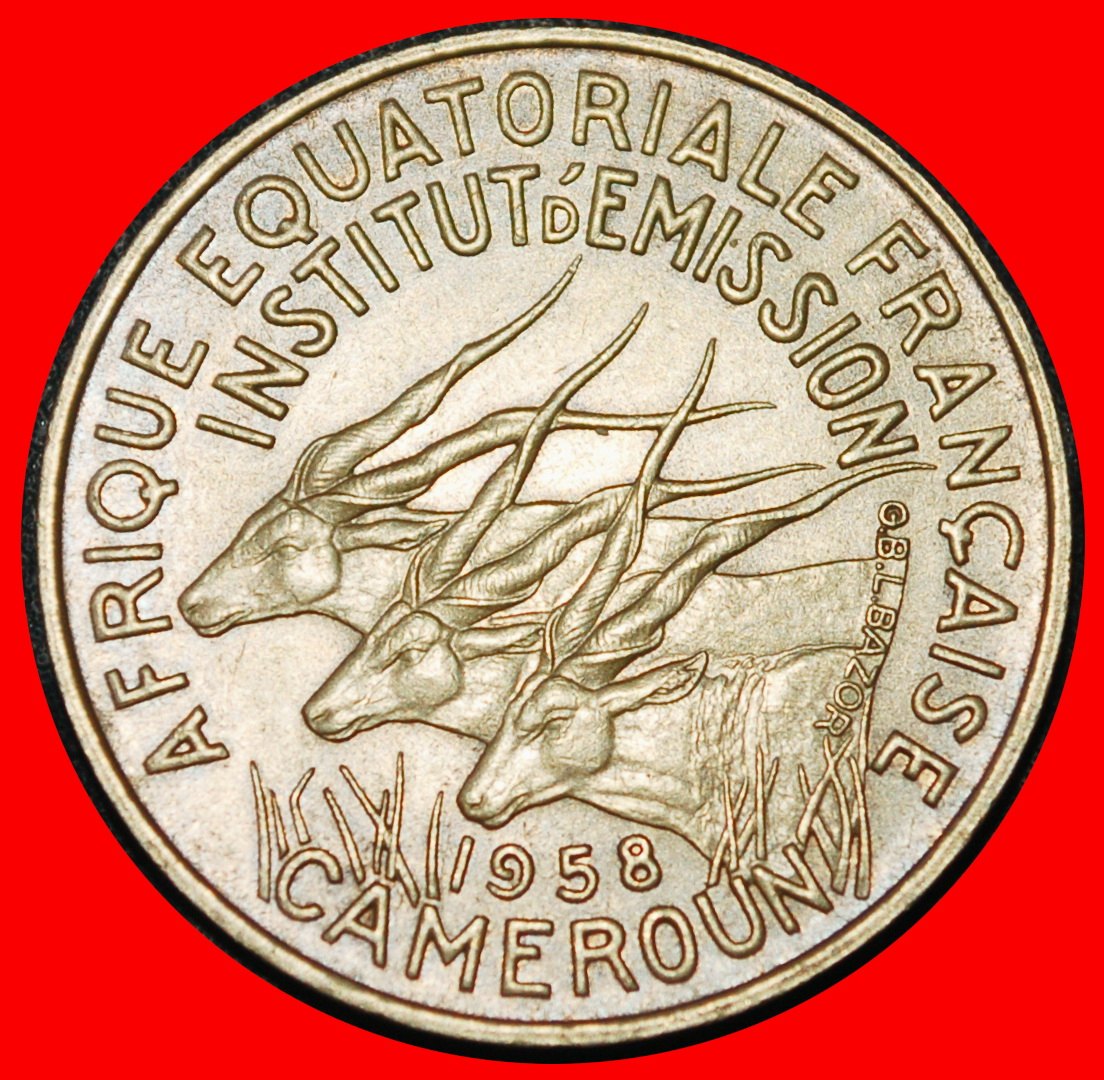 Ⰶ FRANCE: FRENCH EQUATORIAL AFRICA CAMEROON ★ 10 FRANCS 1958 3 ANTELOPES! LOW START ★ NO RESERVE!