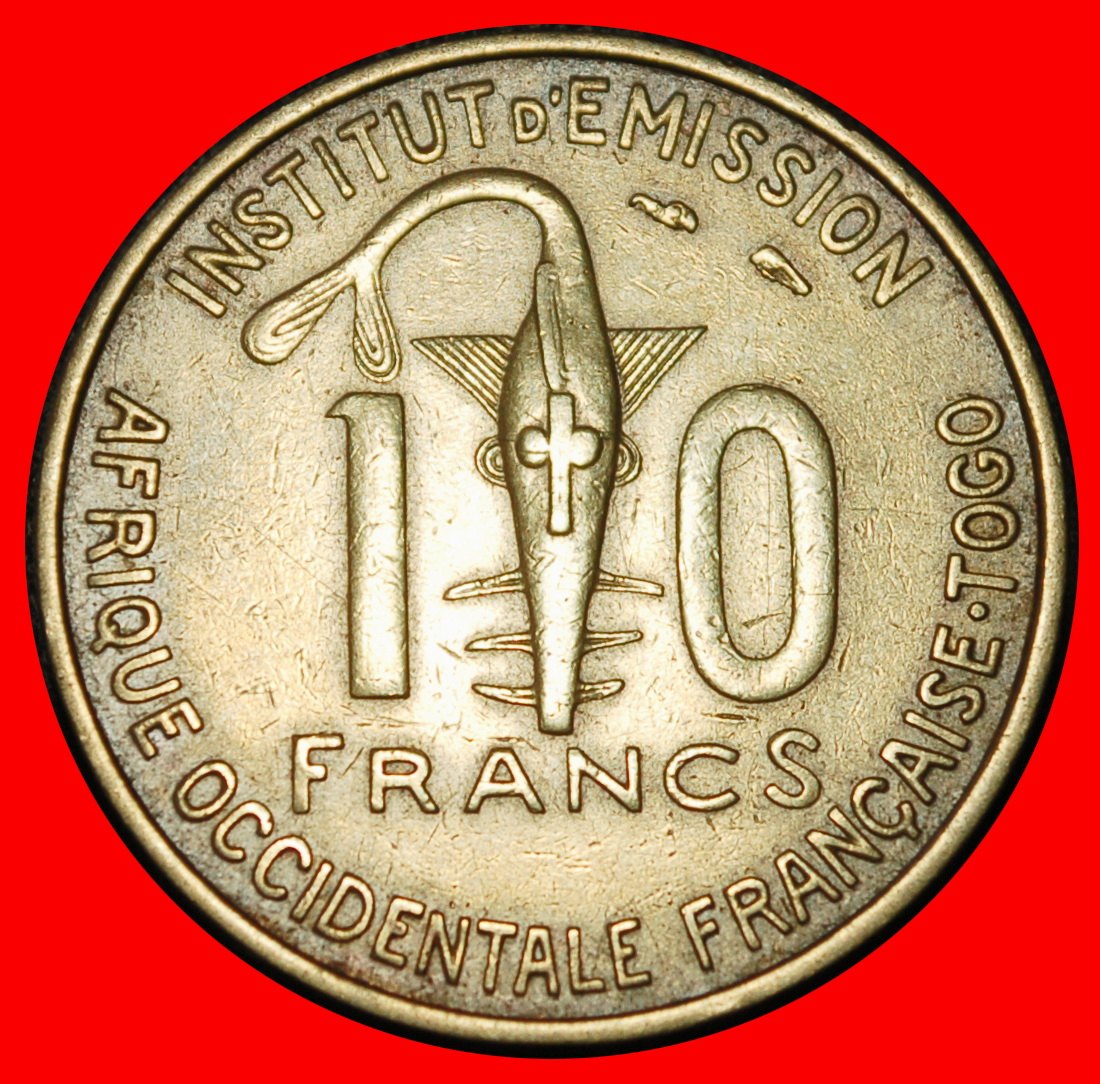 Ⰶ GOLD SWORDFISH FRANCE: FRENCH WEST AFRICA ★ 10 FRANCS 1957 TOGO! LOW START ★ NO RESERVE!