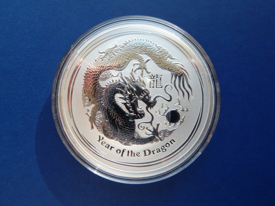  Australien 2 Dollars 2012 Lunar II Dragon Silber BU in Original Kapsel   