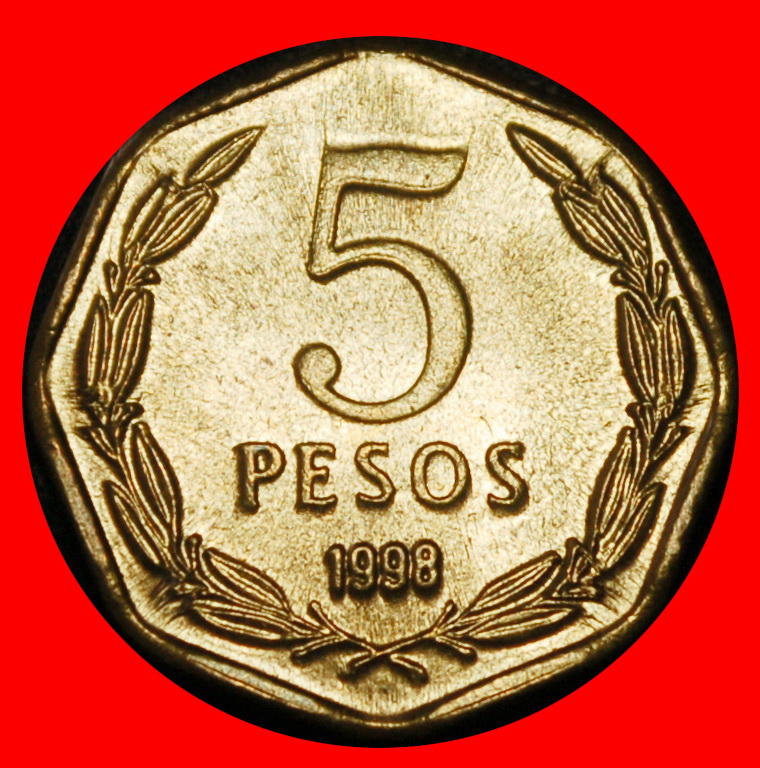 Ⰶ O'HIGGINS (1992-2015): CHILE ★ 5 PESO 1998 STEMPEL I+B! STG STEMPELGLANZ!★OHNE VORBEHALT!