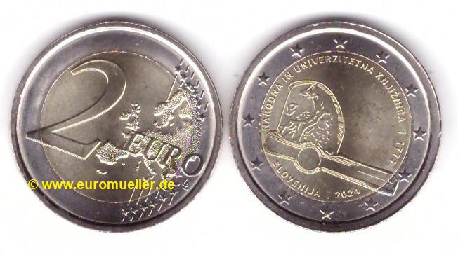 Slowenien 2 Euro Sondermünze 2024...Bibliothek   