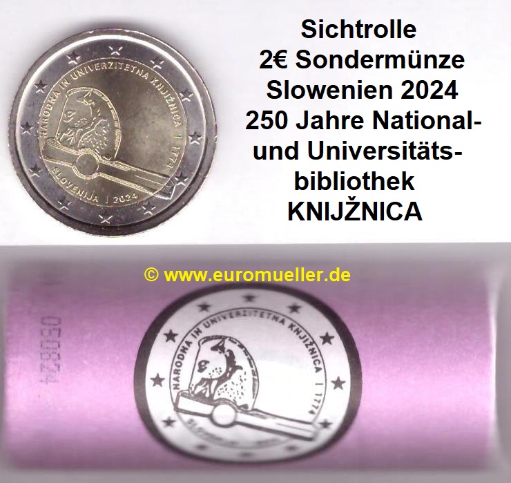 Slowenien Rolle...2 Euro Gedenkmünze 2024...Bibliothek   