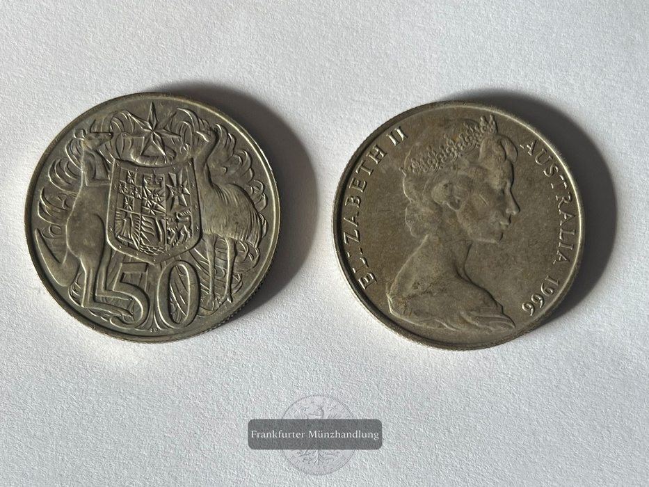 Australien. 1.000 × 50 Cent 1966 Kursmünze.  FM-Frankfurt  Feinsilber: 10.624g   