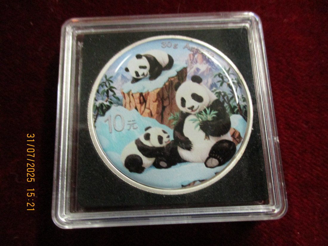 10 Yuan 2025 Panda in Farbe 999er Silber 30 Gramm   