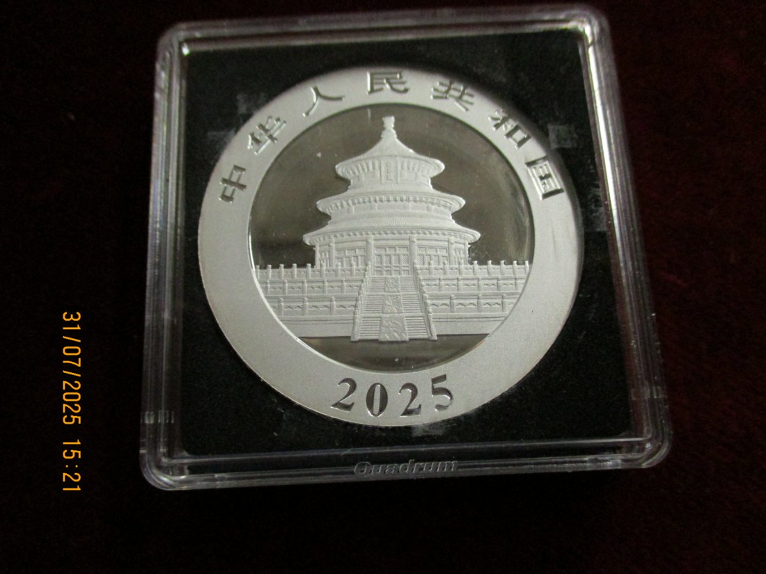  10 Yuan 2025 Panda in Farbe 999er Silber 30 Gramm   