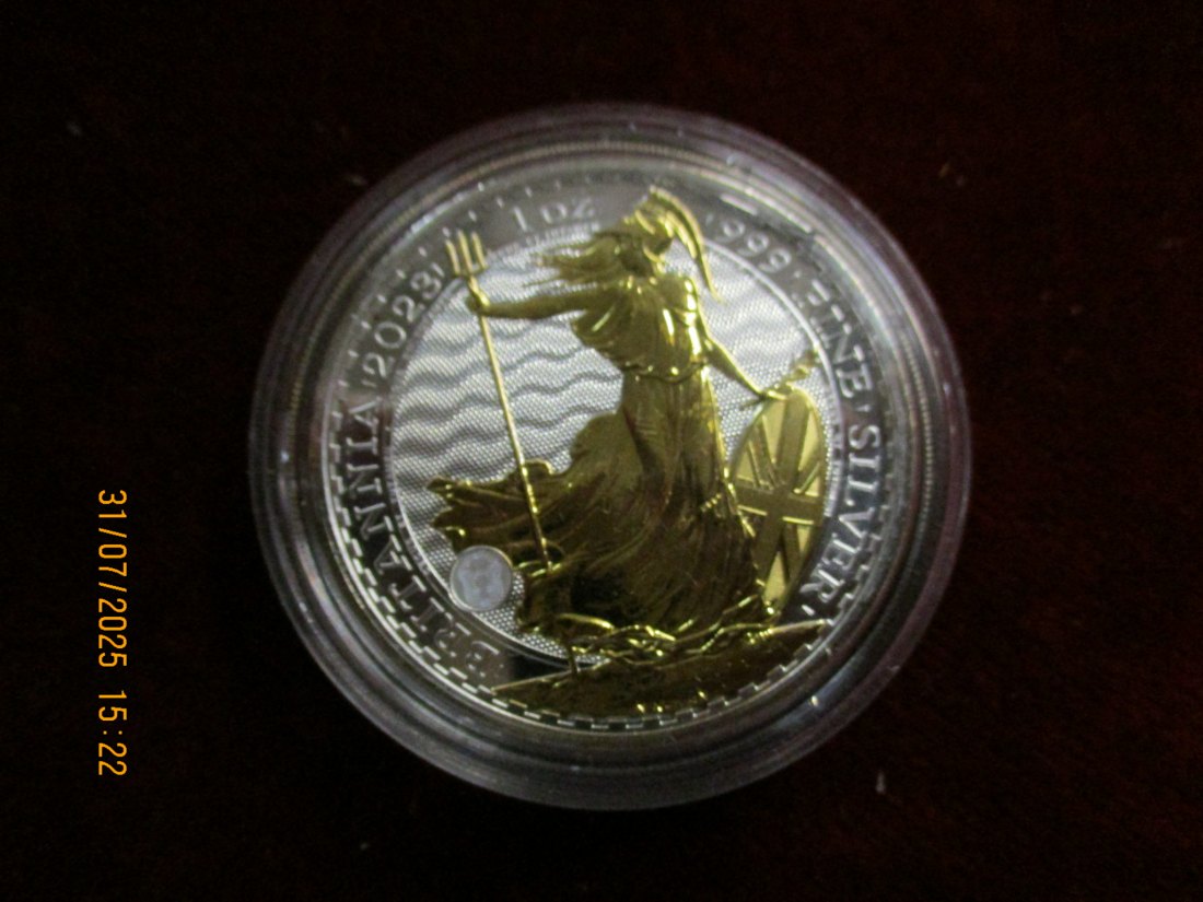  2 Pounds 2023 Britannia teil vergoldet  999er Silber 31,1 Gramm   