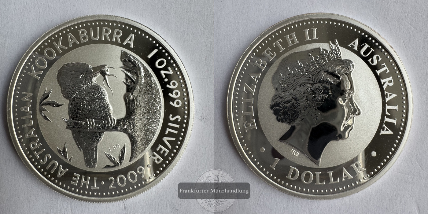  Australien  1 Dollar 2009 Kookaburra KM#1280 FM-Frankfurt  Feinsilber: 31,06g   