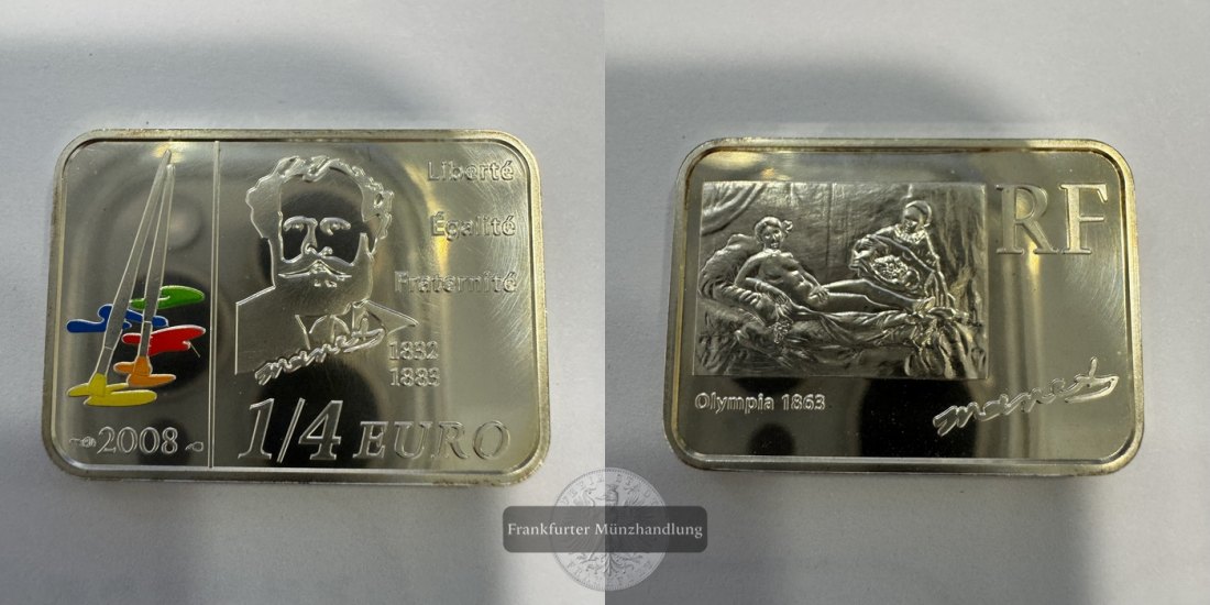  Frankreich 1/4 Euro 2008 FM-Frankfurt Feinsilber: 13,5g   