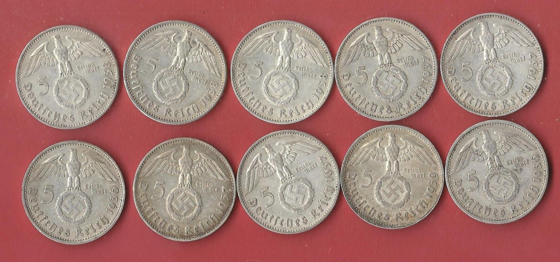  III Reich 10x5 Mark Hibu mit HK Koblenzer Muenzen Studio Münzankauf Koblenz Frank Maurer AL224   