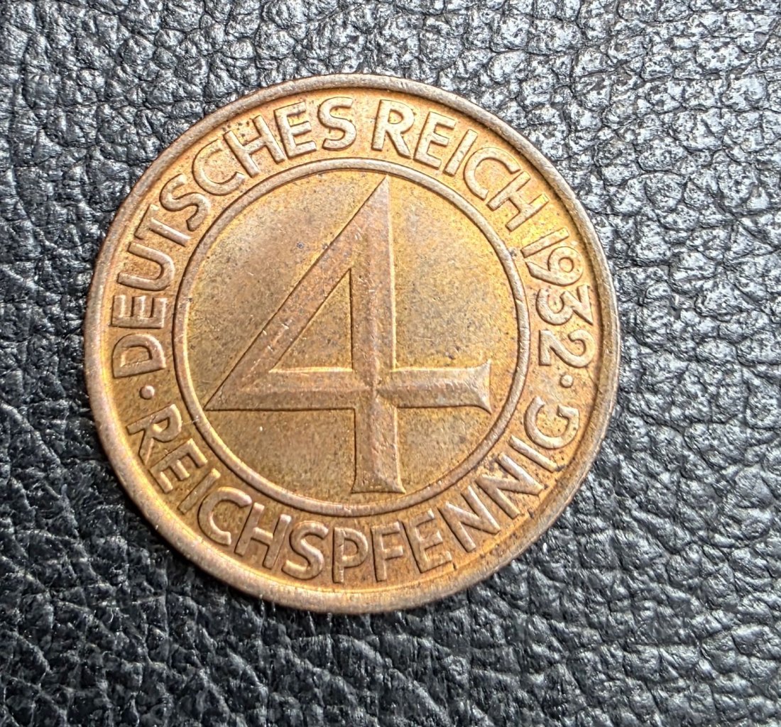  4 Reichspfennig 1932 G Jaeger 315 XXL Bilder Erhaltung prägefrisch   