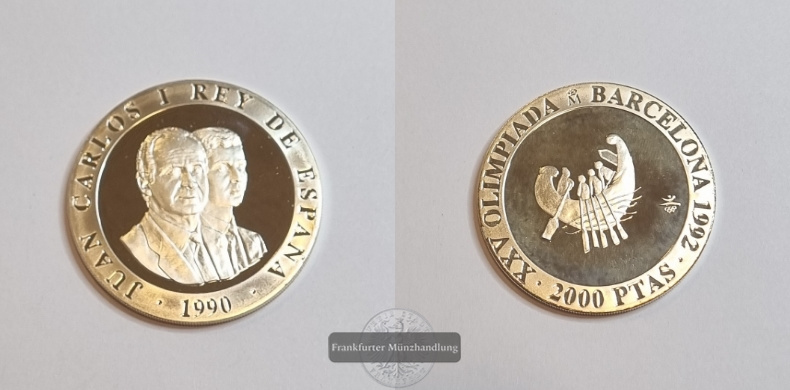  Spanien 2000 PTAS 1990 Barcelona Olympiade 1992 FM-Frankfurt Feinsilber: 24,7g   