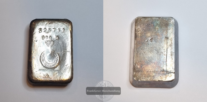 Frankreich Silberbarren 1 KG Metaux Precieux S.A. Neuchatel FM-Frankfurt Feinsilber: 999g   