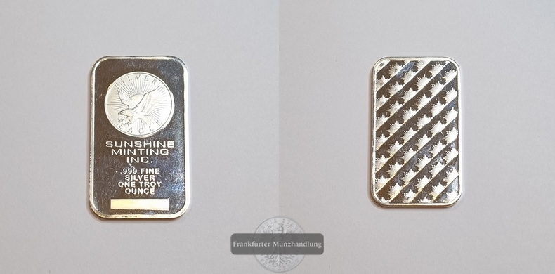  USA Sunshine Minting 1 Oz Silberbarren FM-Frankfurt Feinsilber: 31g   