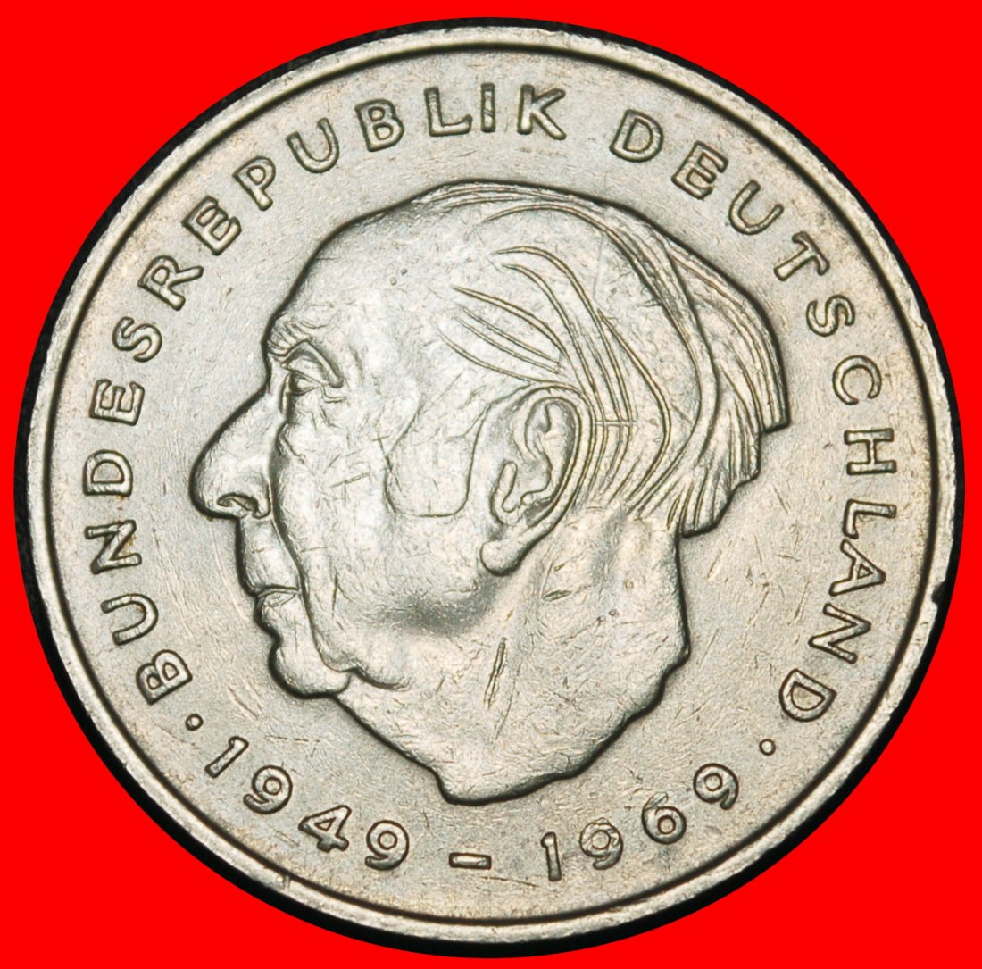 Ⰶ HEUSS (1884-1963): GERMANY ★ 2 MARKS 1971D BAVARIA 1949-1969! I+A+r1!★LOW START ★ NO RESERVE!