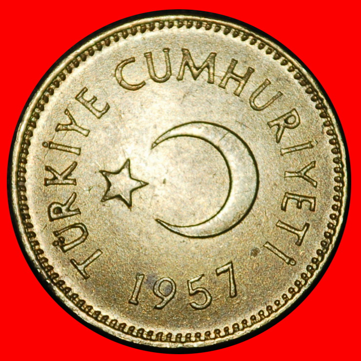  Ⰶ CRESCENT AND STAR ERROR (1949-1957): TURKEY ★ 5 KURUSHES 1957! UNC RARE! ★LOW START! ★ NO RESERVE!   