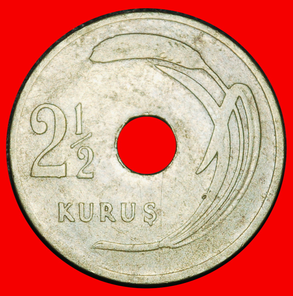  Ⰶ CENTRAL HOLE (1948-1951): TURKEY ★ 2 1/2 KURUSHES 1948 WHEAT! ★LOW START! ★ NO RESERVE!   
