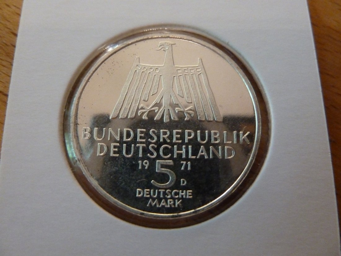  BRD 5 DM 1971 -D- Albrecht Dürer PP Silber Max. 200.000 Ex. Jaeger 410.   