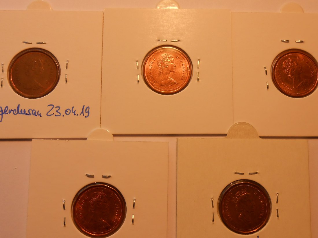  Kanada Kursmünzen 1 Cent ( Bronze), von 1982 bis 1990   