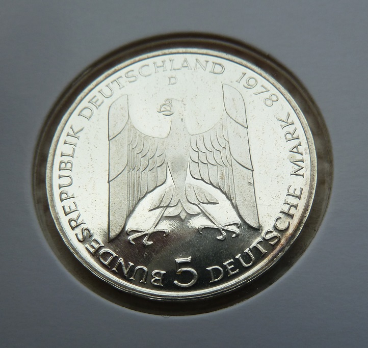  BRD 5 DM 1978 -D- Gustav Stresemann PP Silber Max. 259.120 Ex Jaeger 422.   