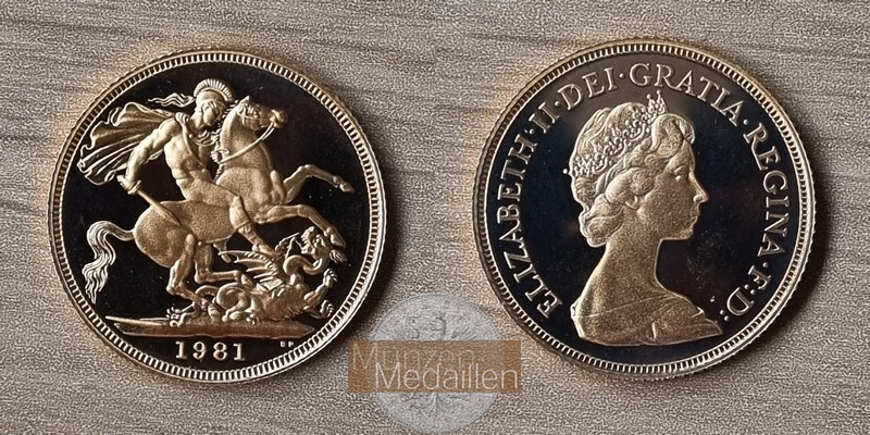 Grossbritannien  Sovereign MM-Frankfurt  Feingold: 7,32g Elisabeth II. 1981 