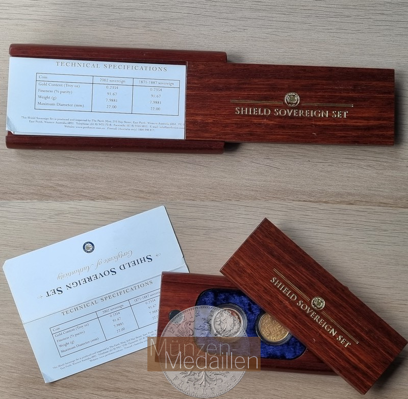 Grossbritannien/Australien MM-Frankfurt Feingold: 14,64g Sovereign 1884 + 2002 