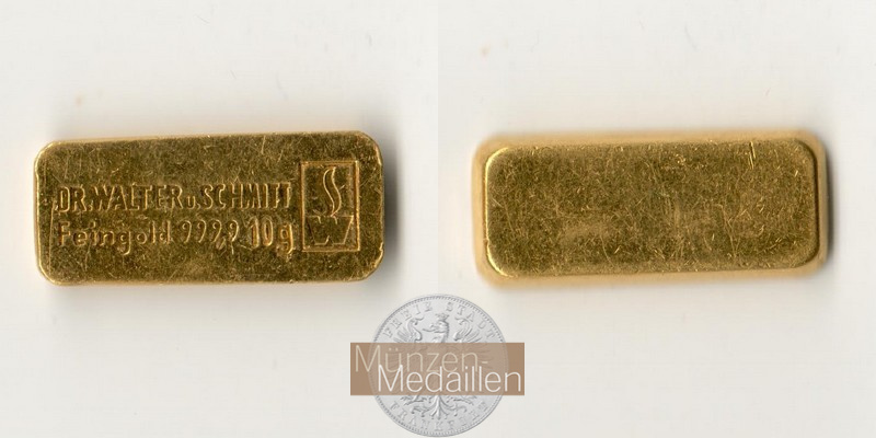  Dr Walter u. Schmitt Goldbarren MM-Frankfurt Feingold: 10g   