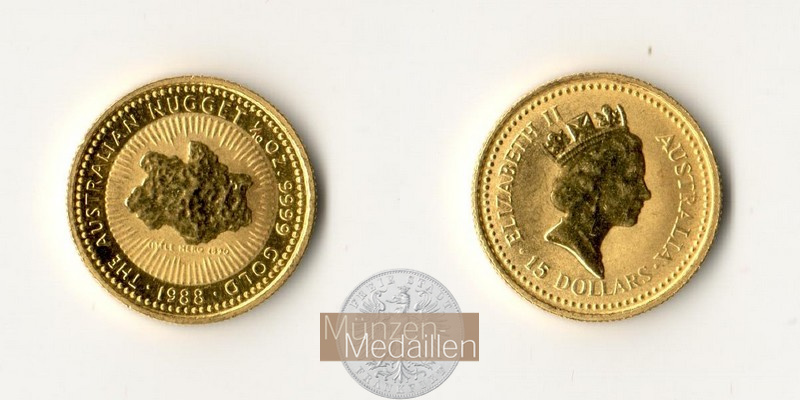 Australien MM-Frankfurt Feingold: 3,11g 15 Dollar (Nugget) 1988 