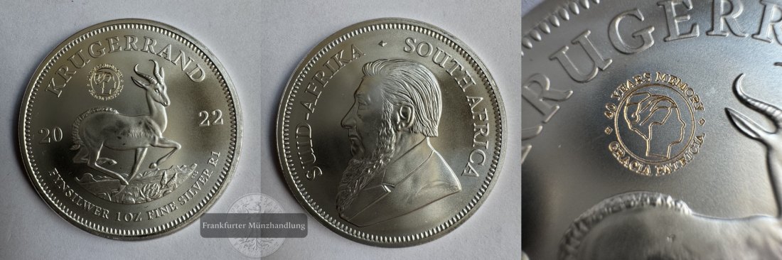  Südafrika 1 Rand 2022 Krügerrand (40 Years Memory Gracia Patricia) FM-Frankfurt Feinsilber: 31,1g   