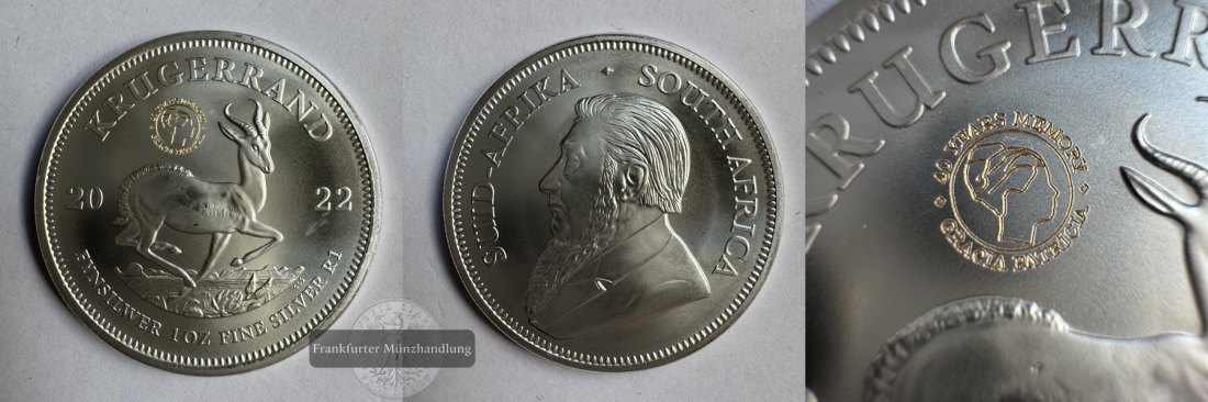  Südafrika 1 Rand 2022 Krügerrand (40 Years Memory Gracia Patricia) FM-Frankfurt Feinsilber: 31,1g   