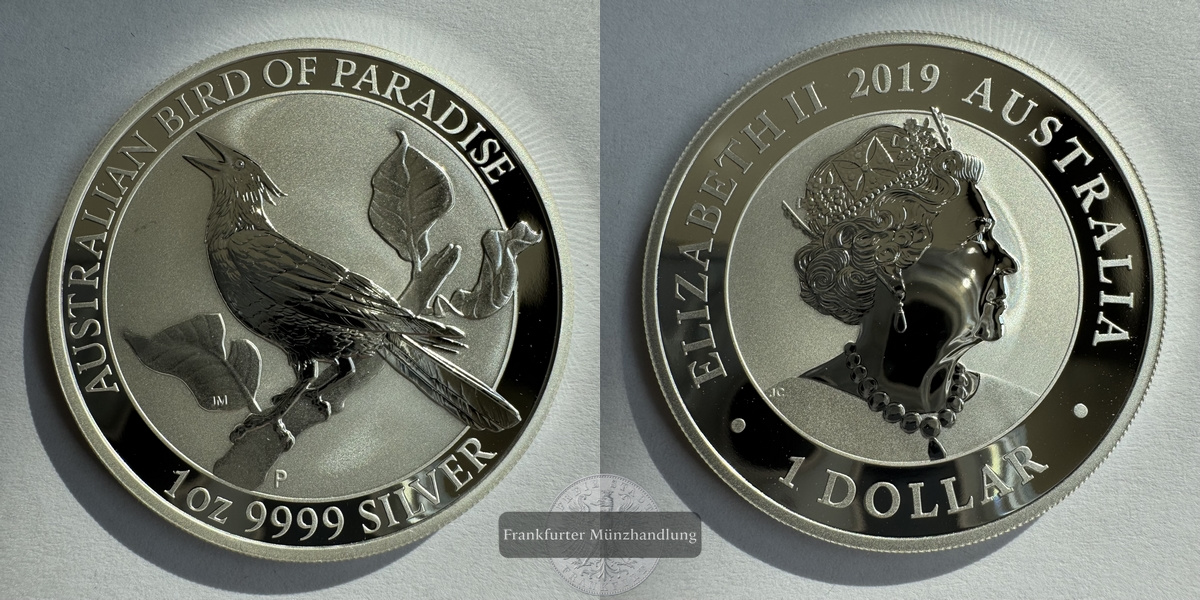  Australien  1 Dollar  2019 Bird Of Paradise  FM-Frankfurt KM#3691 Feinsilber: 31,1g   