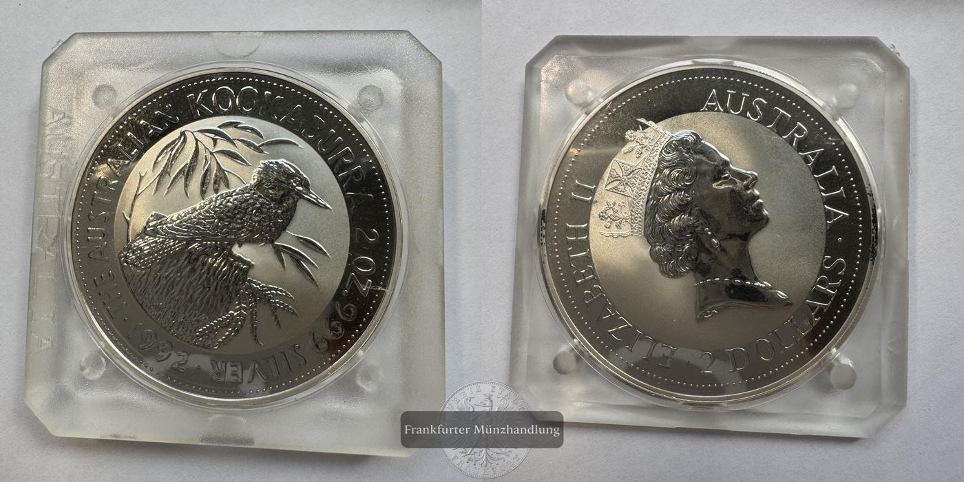 Australien 2 Dollar 1992 Kookaburra FM-Frankfurt KM#179 Feinsilber: 62,2g   