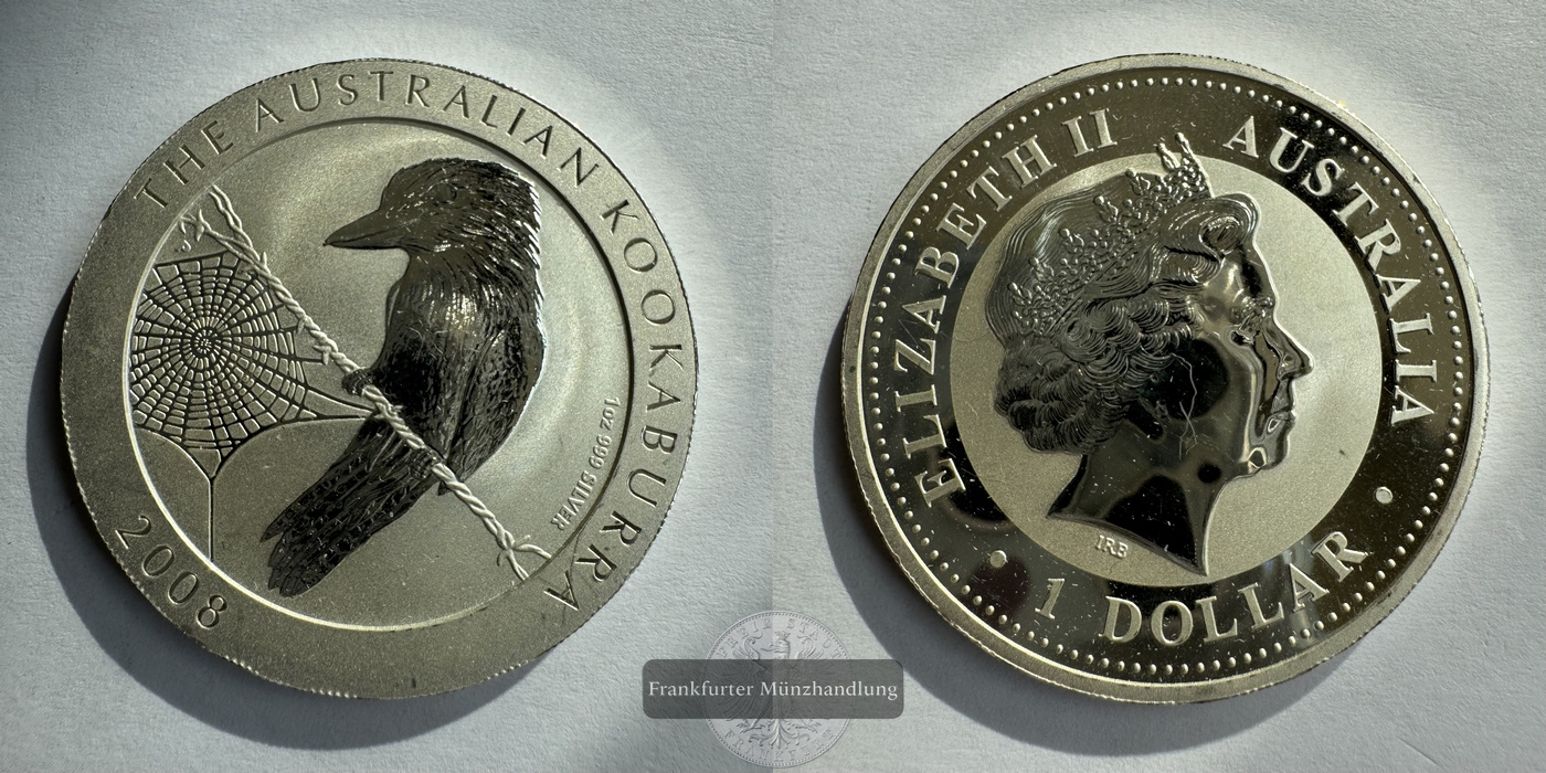  Australien  1 Dollar 2008 Kookaburra   FM-Frankfurt  Feinsilber: 31,06g   