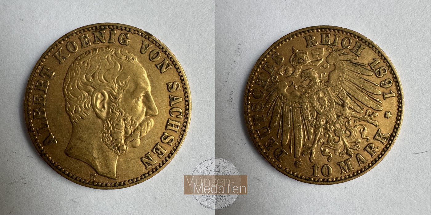  Deutschland Sachsen 10 Mark E 1891 (1891-1902) Albert  MM-Frankfurt Feingold: 3,584g   