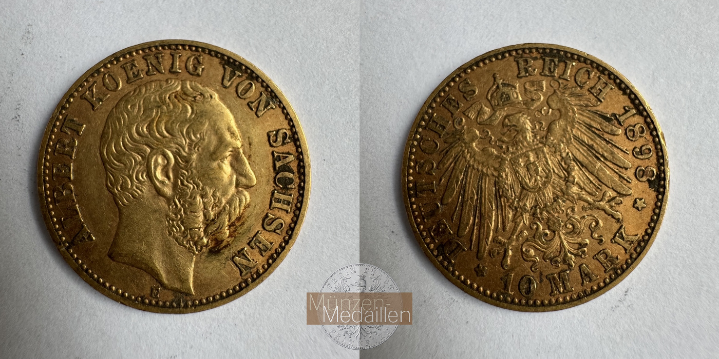  Deutschland Sachsen 10 Mark E 1898 (1891-1902) Albert  MM-Frankfurt Feingold: 3,584g   
